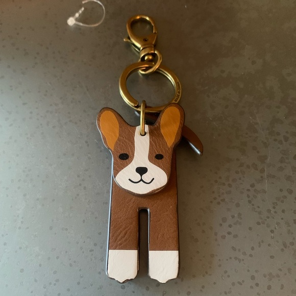 Fossil, NEW, BROWN and WHITE puppy dog, SOFIA key chain. BROWN faux leather. - Picture 4 of 6